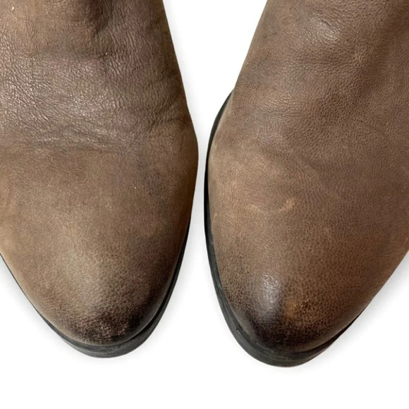 Franco Sarto Brown Leather Side  Zip Ankle Booties - Picture 9 of 10